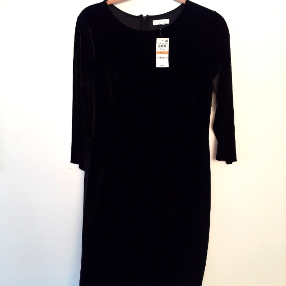 NWT*Charter Club black velour dress* sz S*MSRP $90